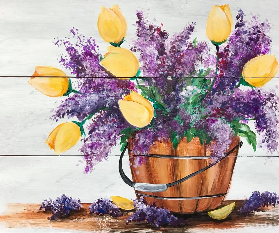 Country Tulips Wood Pallet